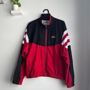 Vintage Adidas Men's Retro Bold Red Black White Windbreaker
